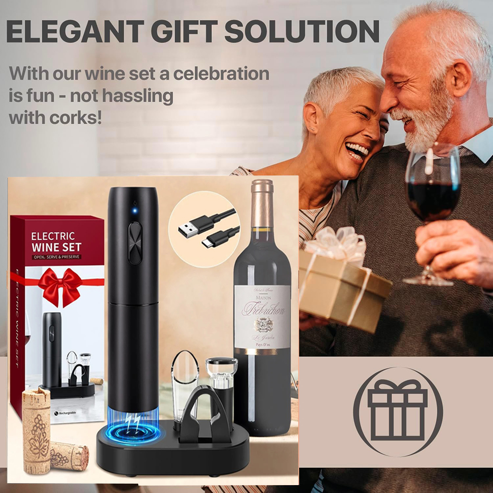 Elektrische wijnflesopener Automatische rode wijn kurkentrekker Oplaadbare wijnopener met oplaadstation Gereedschap Keukenaccessoires