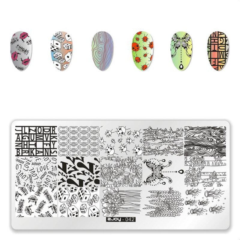 Serie Zjoy placas de estampado para manicura Estilo de China onda grulla salvaje Gazebo dados bambú serie Plantilla de sellos para decoración DIY manicura