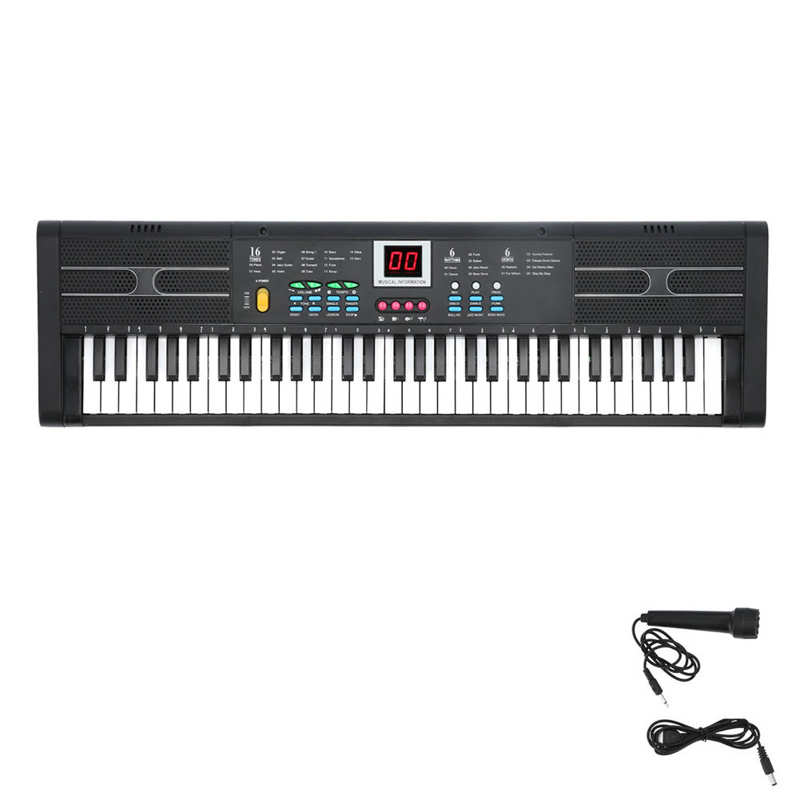 Keyboard Piano Electronic Organ 61 Keys Electric Piano Digital Music Electric Keyboard with USB Microphone for Kids Beginner: MQ6187