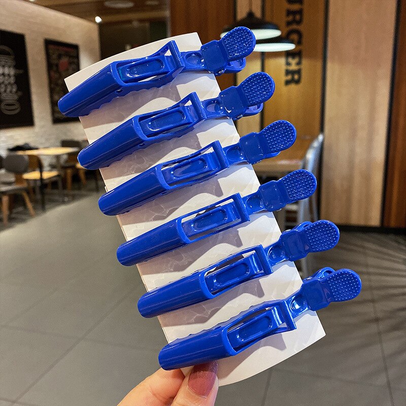 6/9 Pcs Professionele Alligator Haar Clip Klemmen Kapsalon Hair Grip Crocodile Kappers Haar Stijl Kappers Clips: Dark Blue-6Pcs