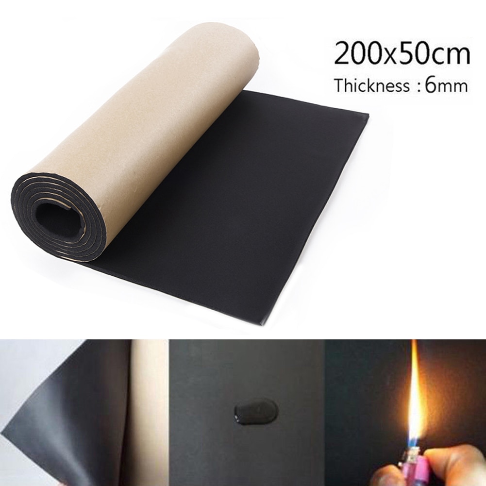Gummi bil støj varmeskjold isolering lyddæmpende skumdæmper 200 x 50cm