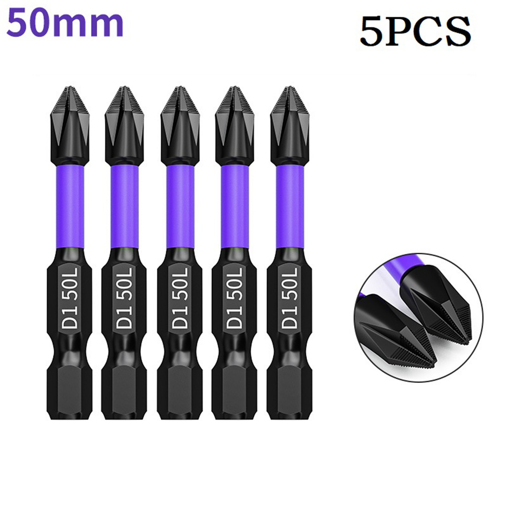1pc ph2 magnetiske skrutrekkere med batchhode og krysshardhet, slagbor, 25/50/65/70/90/150mm sklisikre skrutrekkerbits