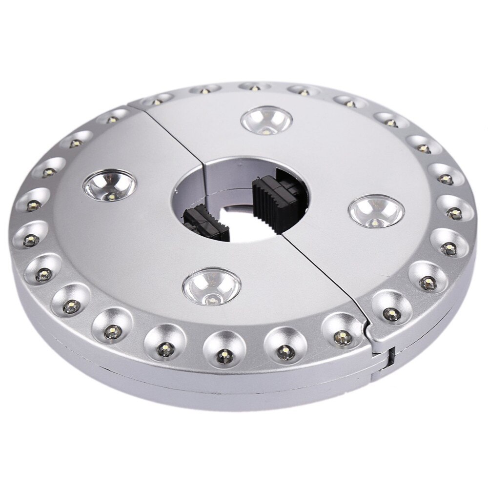 28 leds Tente De Plage Légère Camping Camp Lumière De Pelouse de Jardin Étanche Parapluie Lumière Éclairage Extérieur 100lum Lumière De Secours: silver shell