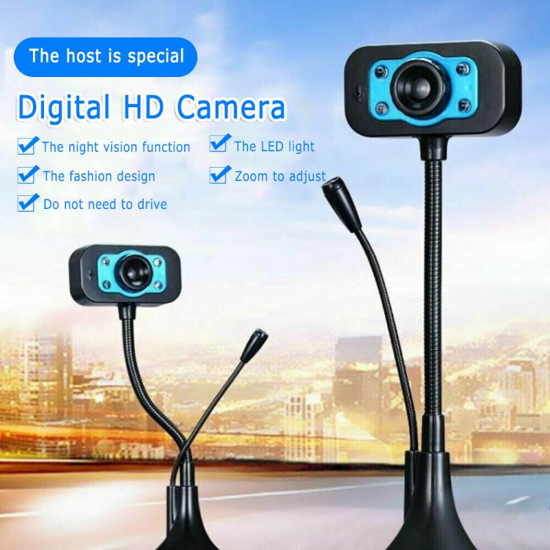 LED HD 1080P Webcam Mini Computer PC WebCamera With Microphone Rotatable Camera For Live Broadcast Video Calling Conference Work