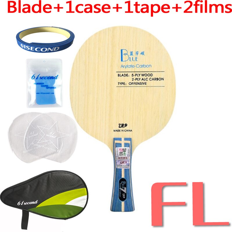 Friendship 729 Black Blue Yellow Carbon Table Tennis Blade Offensive Ping Pong Racket Bat: FL with L 1 case