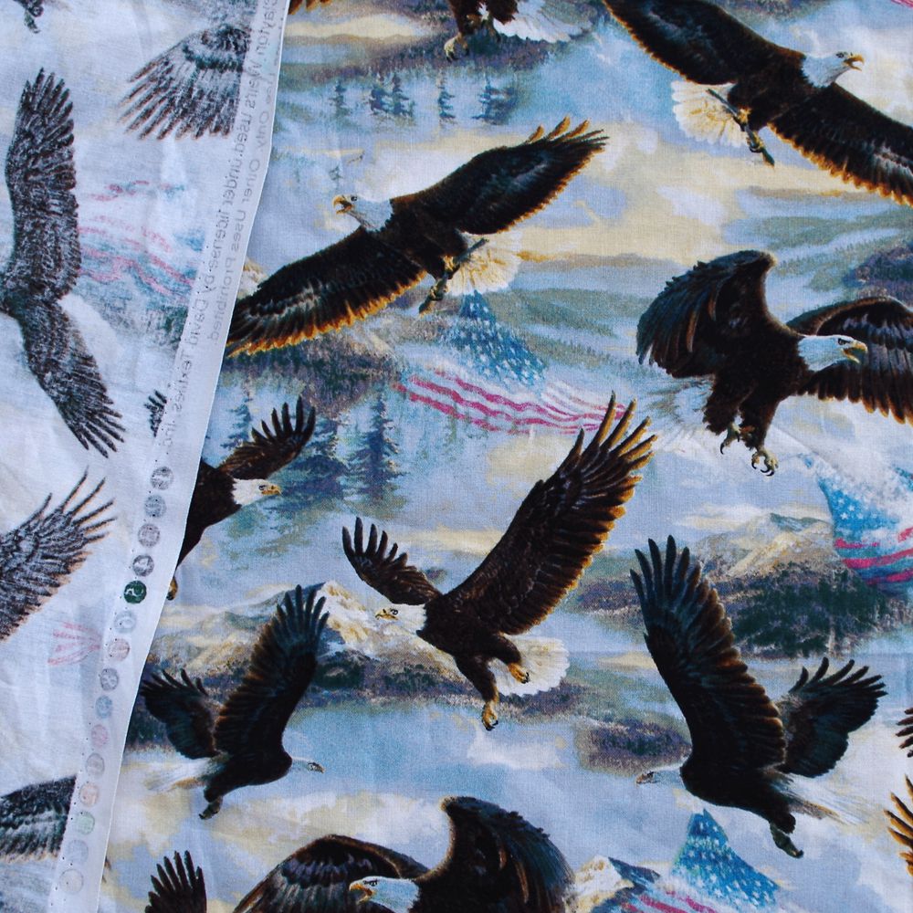 1 yard bomuldsvævet stof - dyr - ørne (bredde= 108cm)