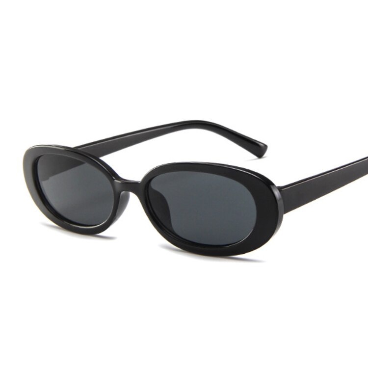 Kvinder ovale solbriller solbriller kvinder vintage briller kvindelige gennemsigtige linser dame  uv400: Sortgrå