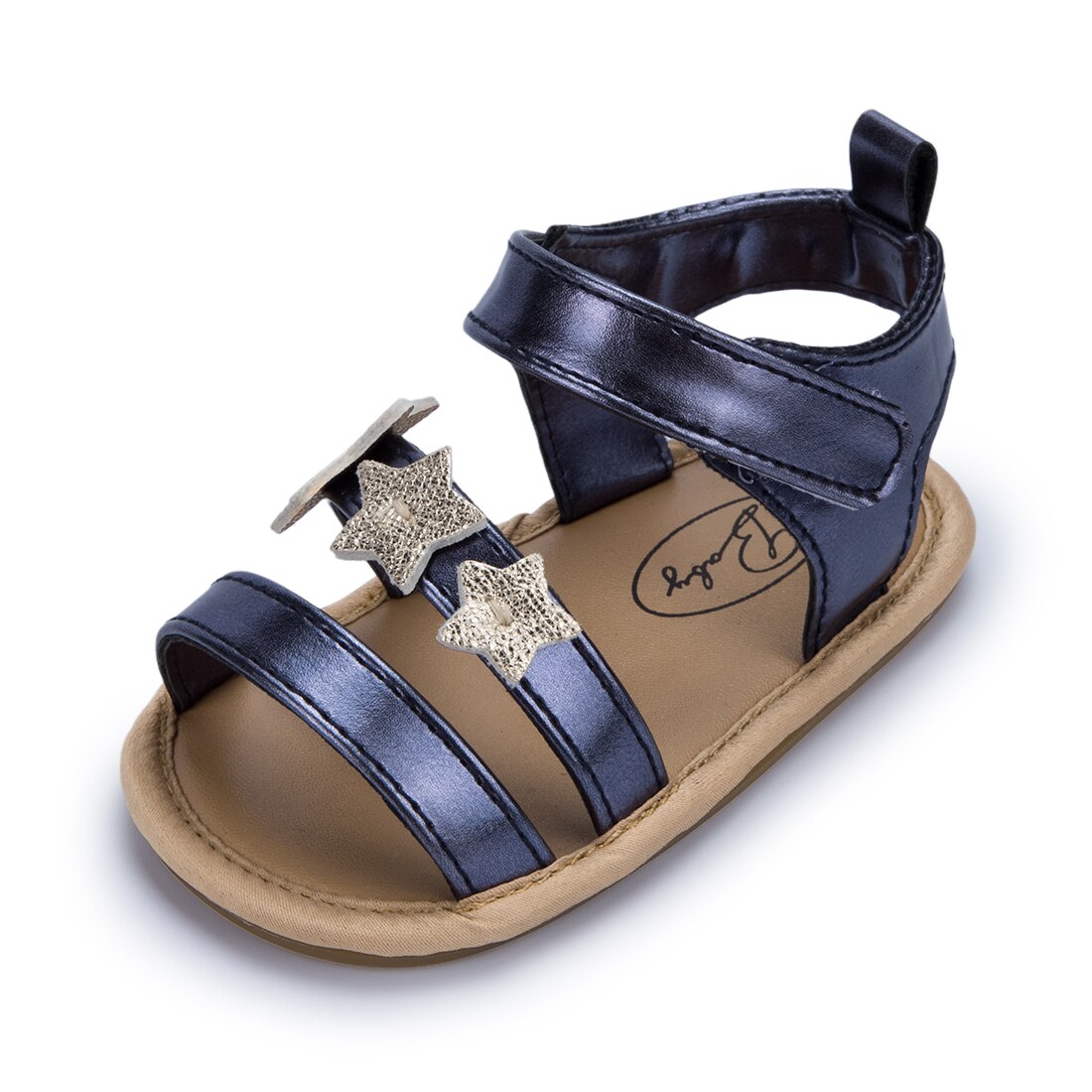 Baby Meisje Schoenen Meisje Sandalen Zomer Flats Pu Flash Ster Rubberen Zool Antislip Crib Pasgeboren Peuter Eerste walker Schoenen: Blue purple / 0-6 months