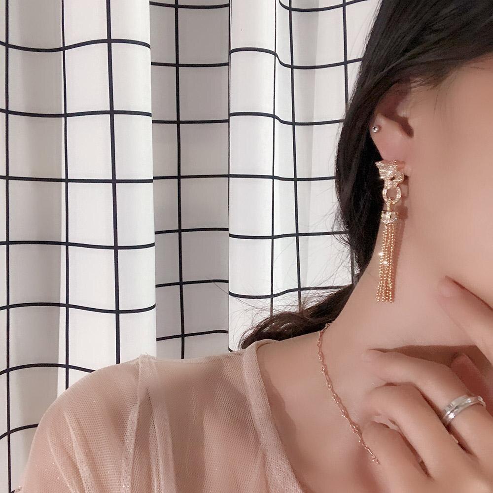 Persoonlijkheid Overheersend Street Style Kwasten Leopard Oorbellen Party Vrouwen Zilveren Naald 925