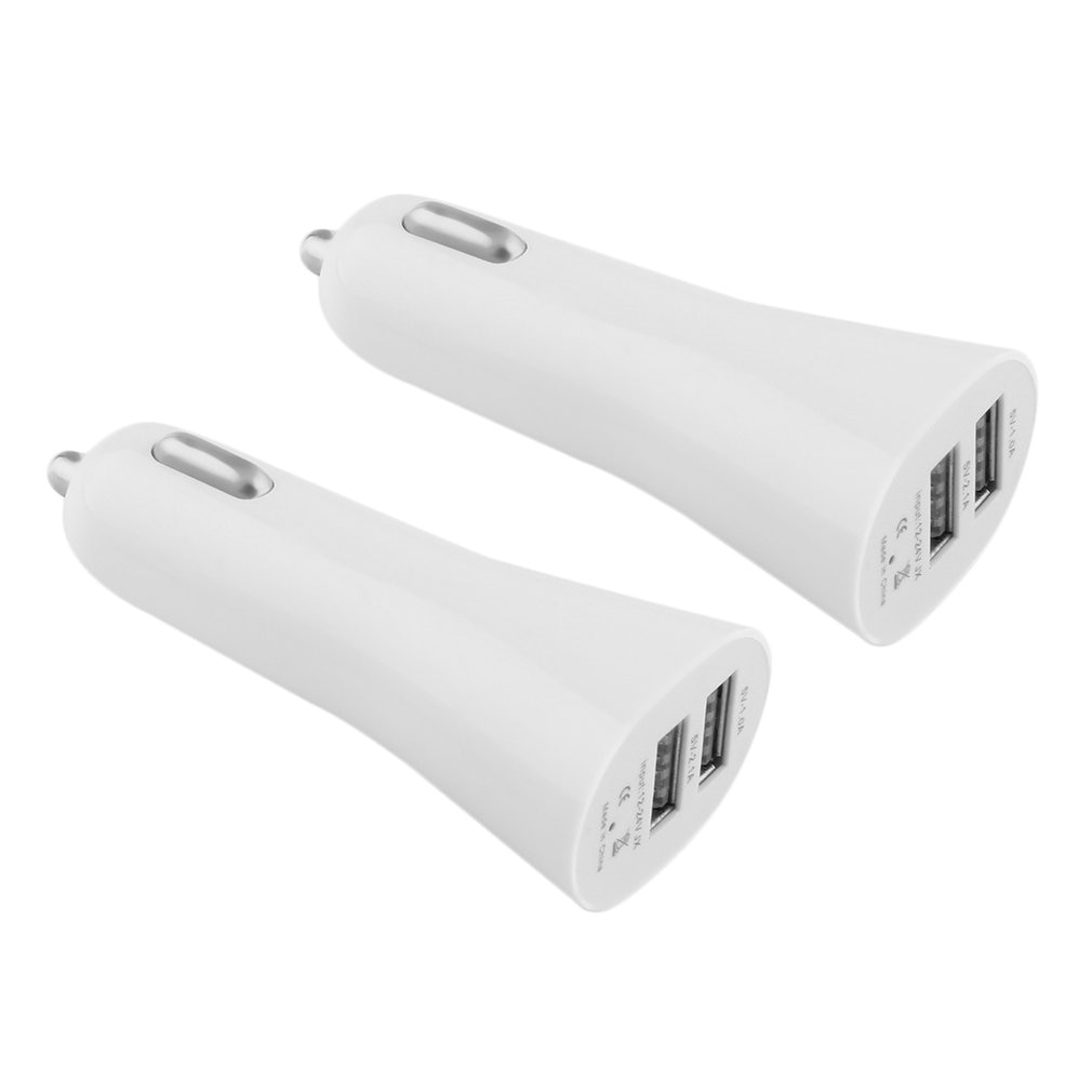 Universal Aluminium Mini Hoorn Vormige Dual Usb 2-Poort Auto-oplader Adapter Socket 5V 3.1A Voor Telefoon tablet