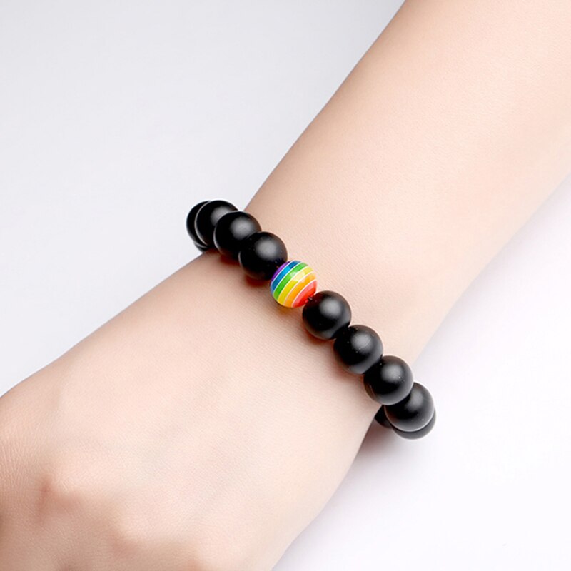 Donne uomini coppie Arcobaleno braccialetto della cinghia di nylon arcobaleno braccialetto amanti della tela di canapa meritano di agire il ruolo di cinghia braccialetto colorato: 10mm 1pcs