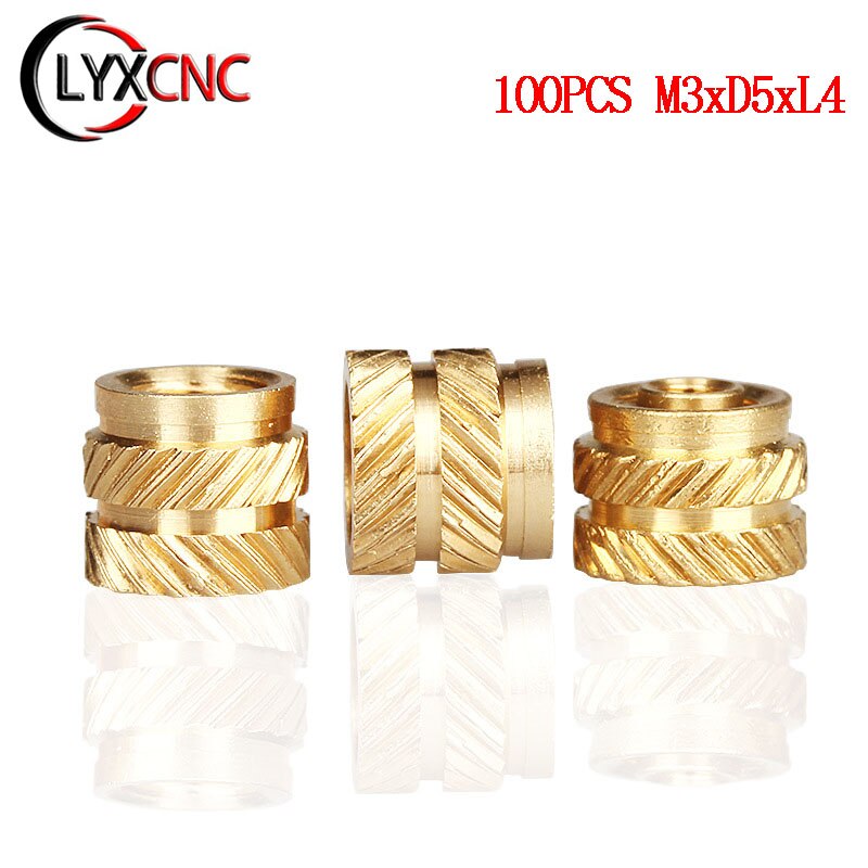 100pc M3 Threaded Insert M3xD5xL4 Copper Nut Knurled Nut Copper -Pressed Nut Voron 2.4 Trident Switchwire For 3D Printed Part