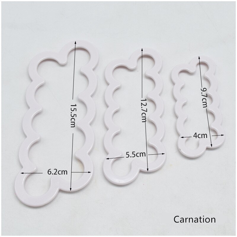 3 Stks/set 3D Rose Petal Flower Shaped Cutter Maker Elegante Cakevorm Fondant Cake Decorating Mould Sugar Craft Mould Diy gereedschap: Carnation