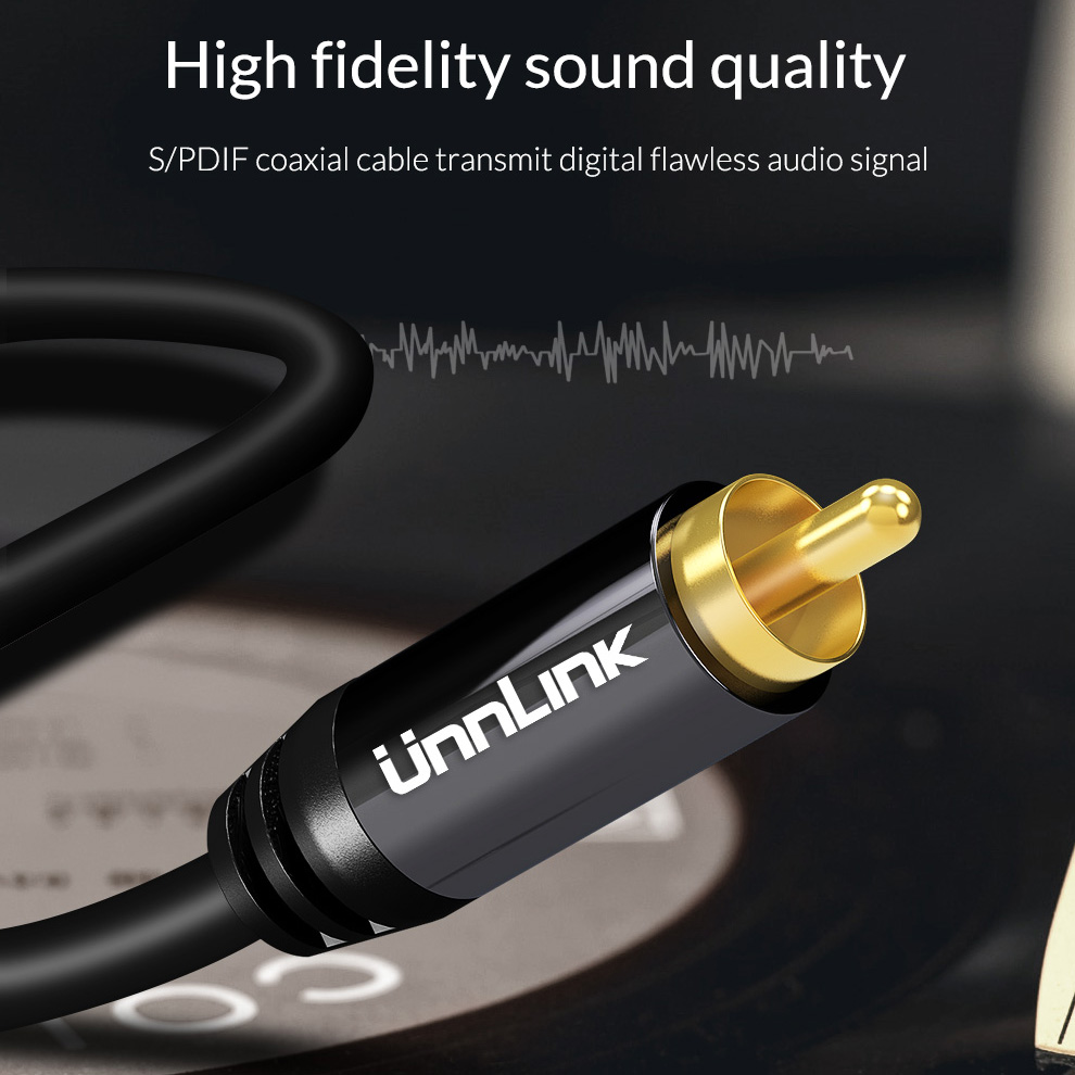 Unnlink HiFi 5.1 RCA to RCA Male SPDIF Coaxial Cable Stereo Audio Cable Cord 3m 5m Video Cable for TV Amplifier Speaker Soundbar