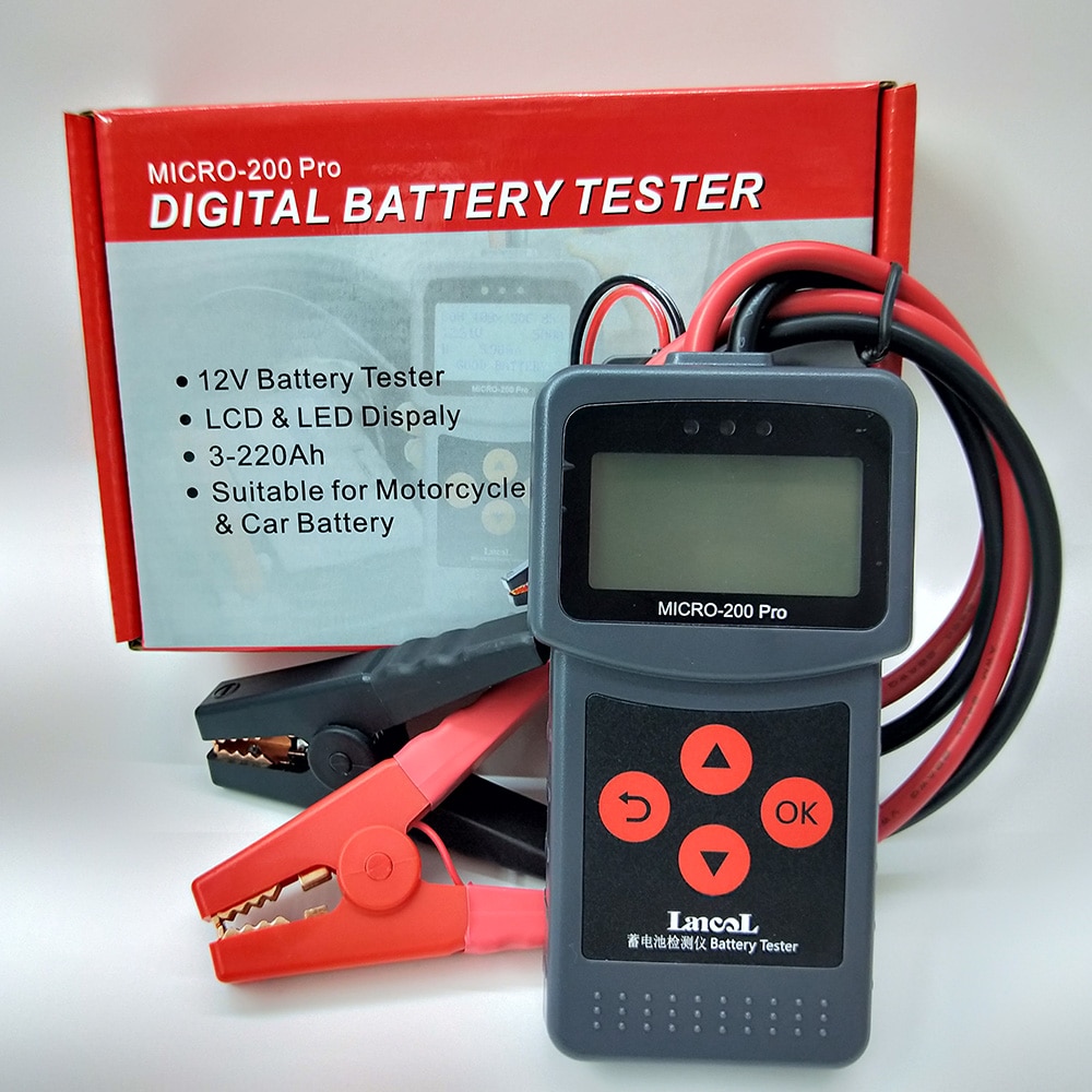 MICRO-200 PRO probador de batería de coche 12V 24V AGM EFB Gel sistema de batería analizador camión motocicleta automotriz herramienta de diagnóstico de coche