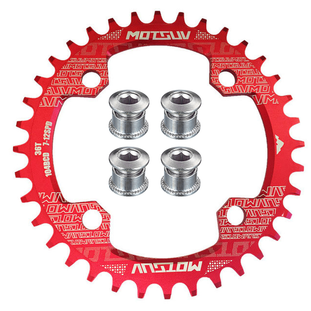 MOTSUV 104BCD Narrow Wide 38T 36T 34T 32T Bicycle Chainring,BCD 104 with 4 Bike Steel Screws, Single 12 11 10 9 8 Speed,Plato MT: black / 32T