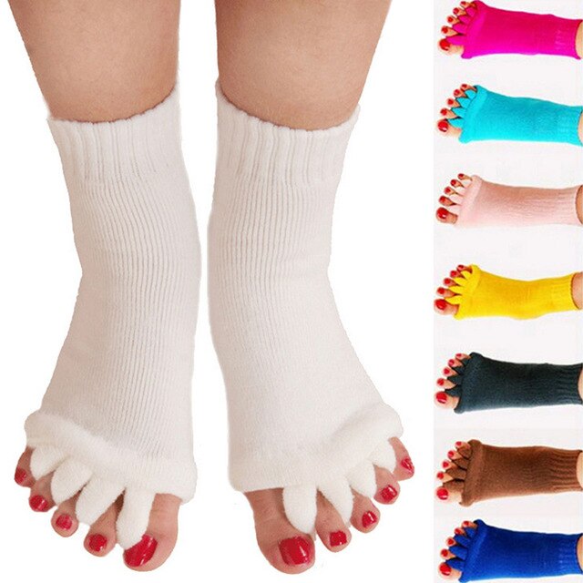 Calcetines para aliviar el dolor, dispositivo de pedicura, corrección de Hallux Valgus, cinco dedos del pie, separadores de dedos, 2 uds.