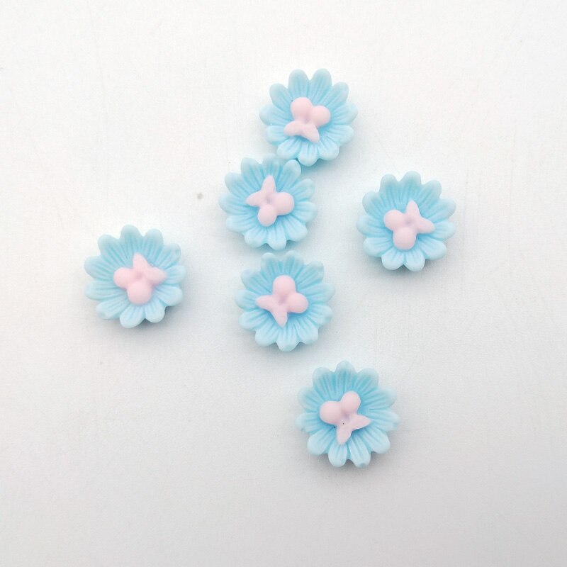 20 stk gull fargerike blomster metall brads scrapbooking dekorasjon pynt feste for gjør-det-selv fotoalbum håndverk tilbehør: Sølv base --- blå