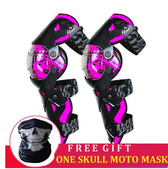 VEMAR Motorcycle Knee Pads Racing Moto Knee Guards CE Motocross Protection Riding Safety Protective Gear Adults Knee Protector: E-18 Rose Red