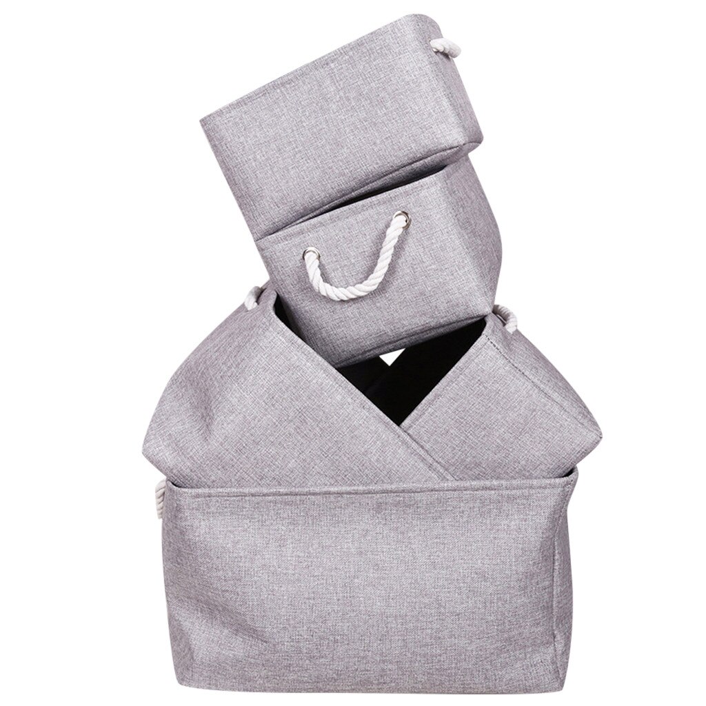 Multifunctional Storage Organizer Canvas Fabric Foldable Basket Laundry Storage Baskets with Handles Easier for storage: 36X26X16  / Dark Gray