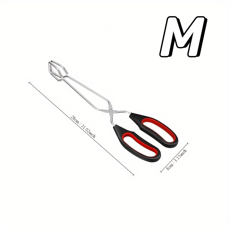 3 Größen Grill-Scherenzange, rutschfest, für gegrillte Lebensmittel, Brotzange, Metall, Grill-Backclip mit langem Griff, Küchen- und Kochzubehör: Weiß