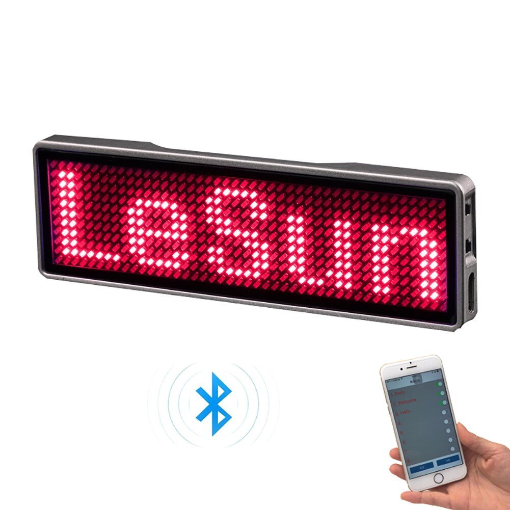 Bluetooth ledet skilt oppladbart ledet navn merket varemerke med magnet og pin til fest ordning møte
