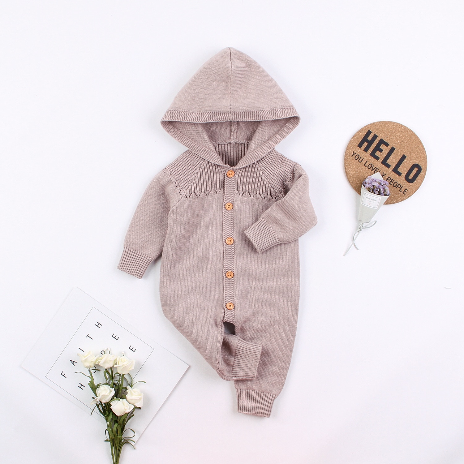 Dicke Warme Infant Neugeborenen Baby Junge Mädchen Strick Pullover Overall Mit Kapuze Kid Kleinkind Oberbekleidung Baby Strampler Winter Kleidung