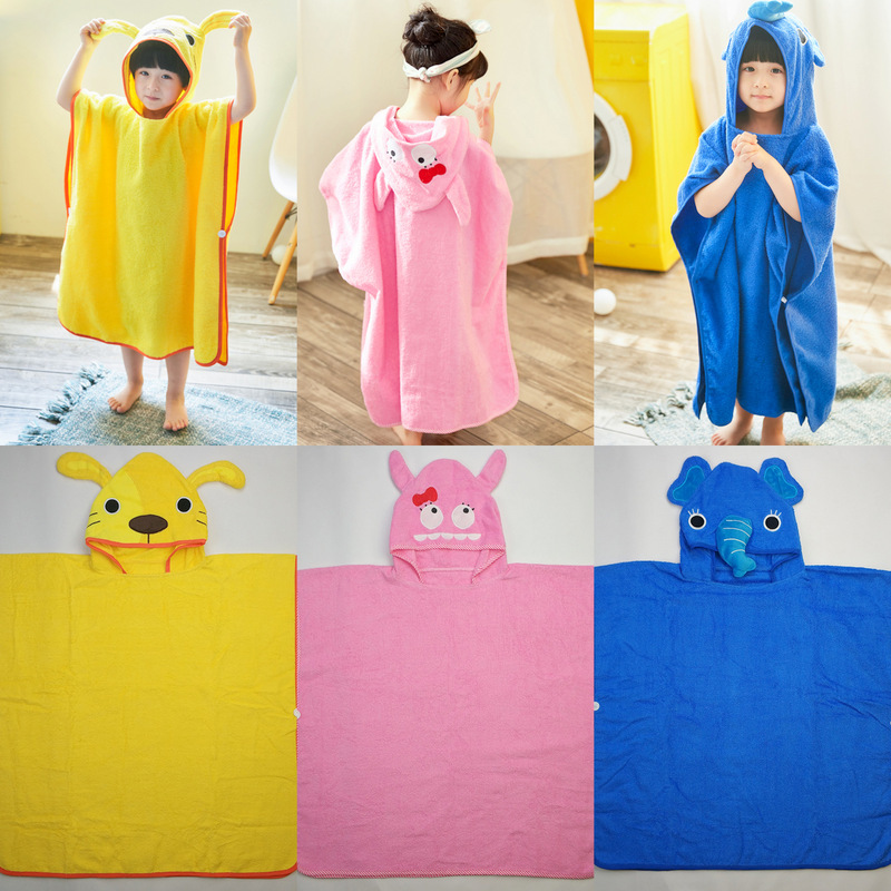 3 designs gul lille hundemonster og elefant børnehættehåndklæde hvalpebørns badekåbe med hat