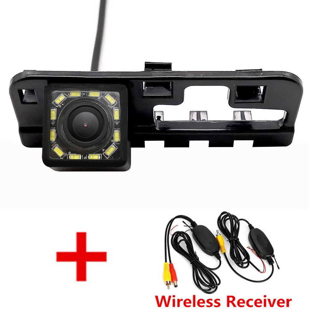 Fisheye HD Dynamic Trajectory Wireless Car Rear View Backup Parking Camera For Honda Civic 2006 2007 MK8: Wireless 12LED / Fixed Parking Line