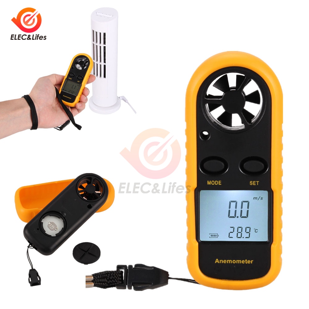 GM816 Digitale Anemometer Portable Anemometro Thermometer Wind Meter Gauge Windmeter 30 M/s Lcd Digitale Hand-Held Anemometer