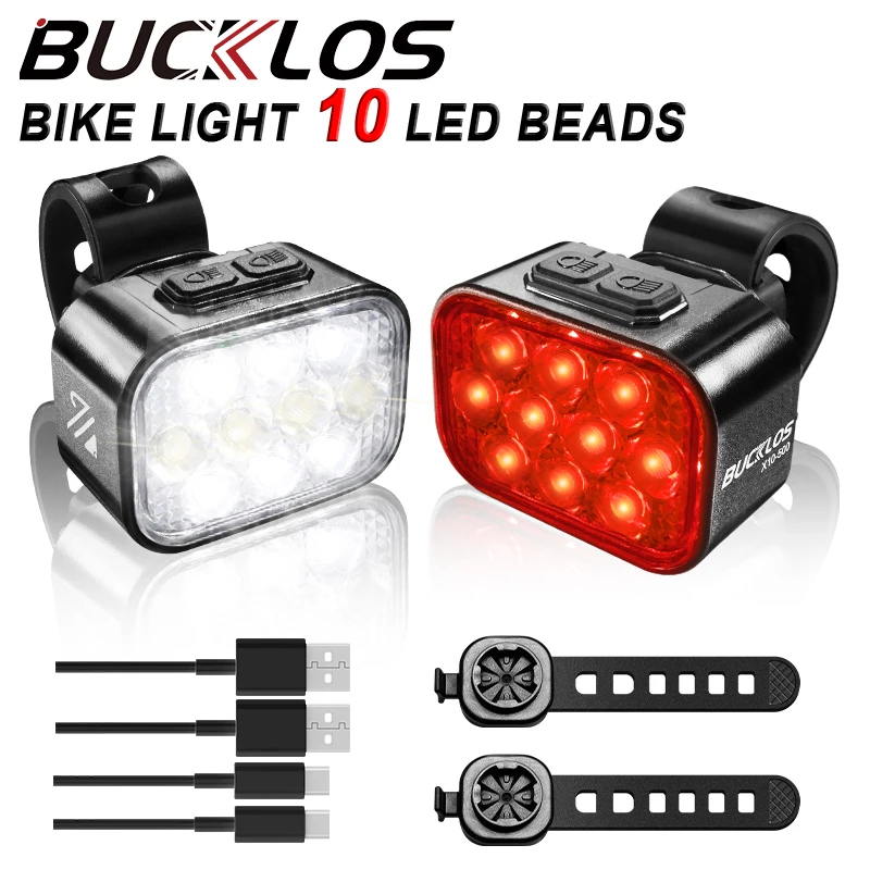 Bucklos luz de bicicleta 1100mah led lâmpada à prova dwaterproof água usb recarregável mtb estrada lanternas traseiras ultraleve para peças da bicicleta