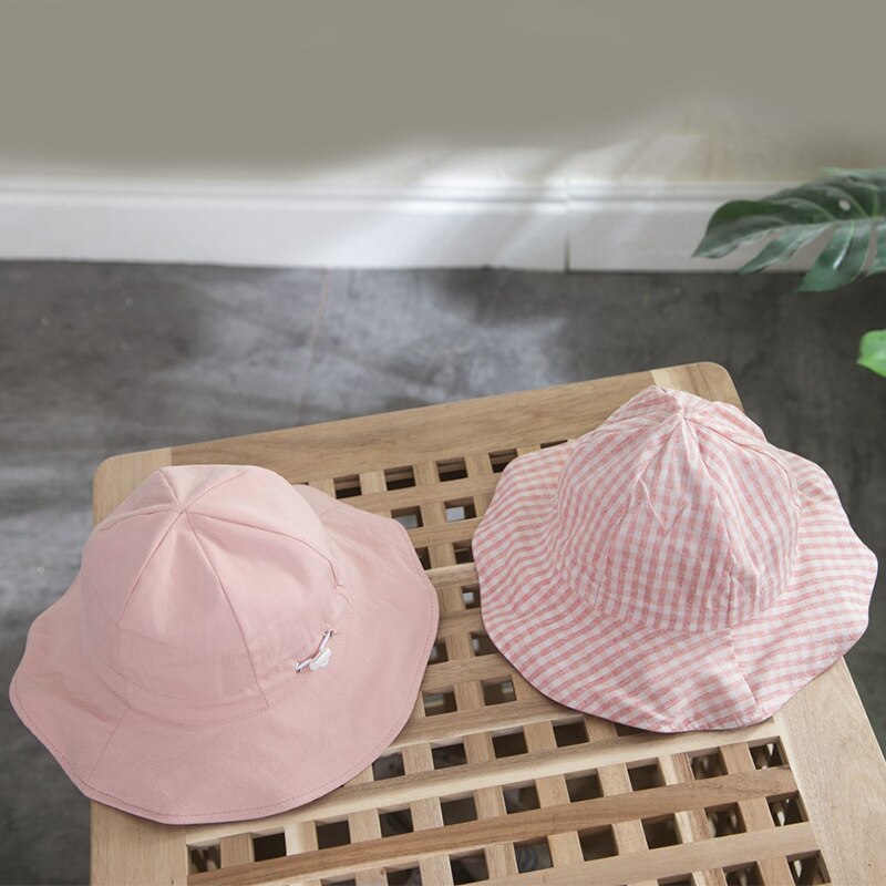 Sombrero de bebé para exteriores de verano, gorros de doble cara para niña, protección solar para chico, gorro de playa sólido, sombrero de algodón para niño, sombrero de cubo de niños