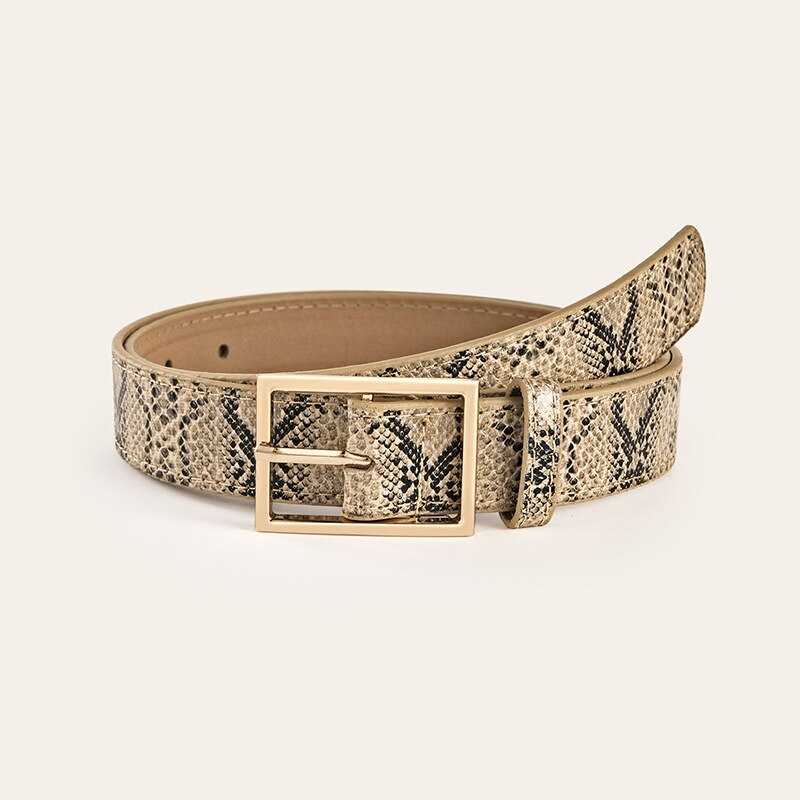 Vrouwelijke pu leren slangenriemen voor dames riemen voor damesjurken cinto feminino riemen: Beige