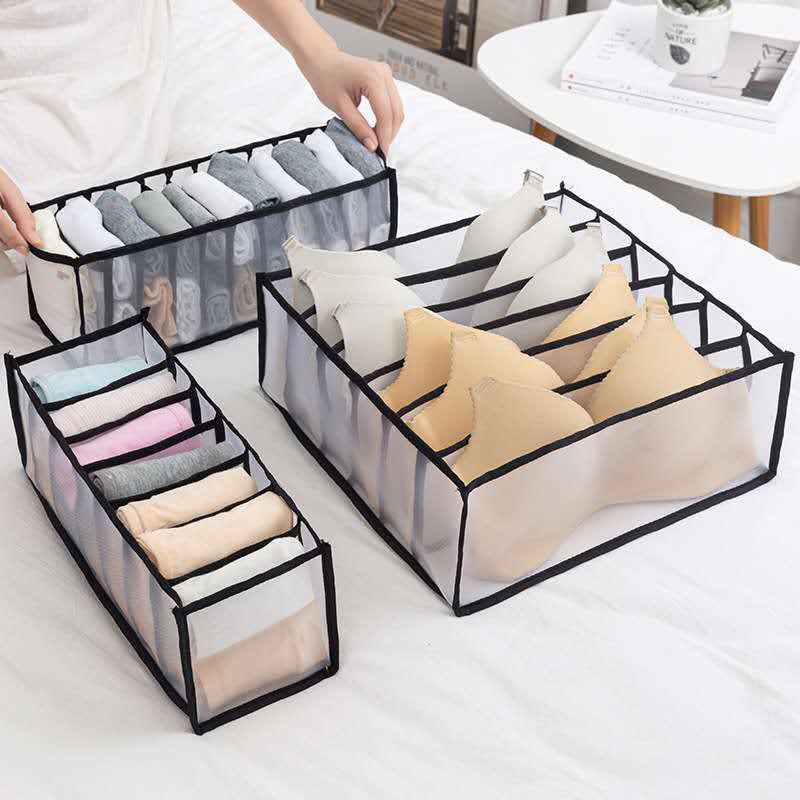 Foldbar organisator undertøj opbevaringsboks med rum nylon divider box sokker bh garderobeskuffe arrangører: 01