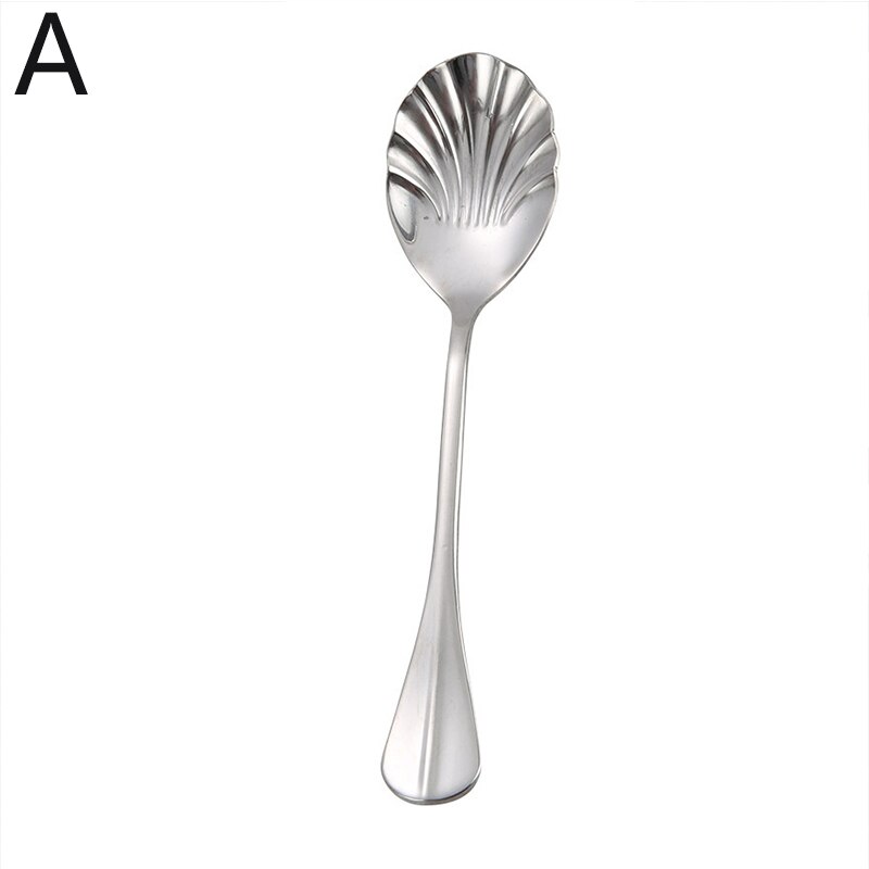 Shell Shape Stainless Steel Spoon Teaspoons Coffee Spoons Ice Cream Sugar Dessert Spoons Tableware Kitchen Accessories: A