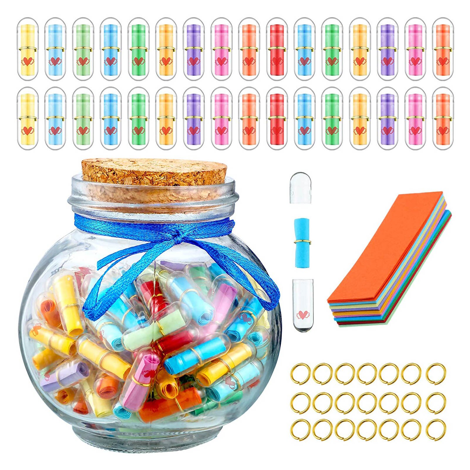 110PCS Cute Capsule Message Love Friendship Letter Wishing Bottle Clear Cork Glass Bottles For Wedding Home Decoration