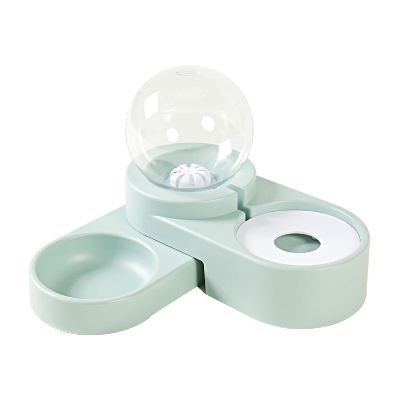 Pet Large Capacity Automatic Bubble Feeder Dog Cat Dish Water Fountain Drinking Bowl Auto Dispenser Food Feeding Drinker: Type2Green