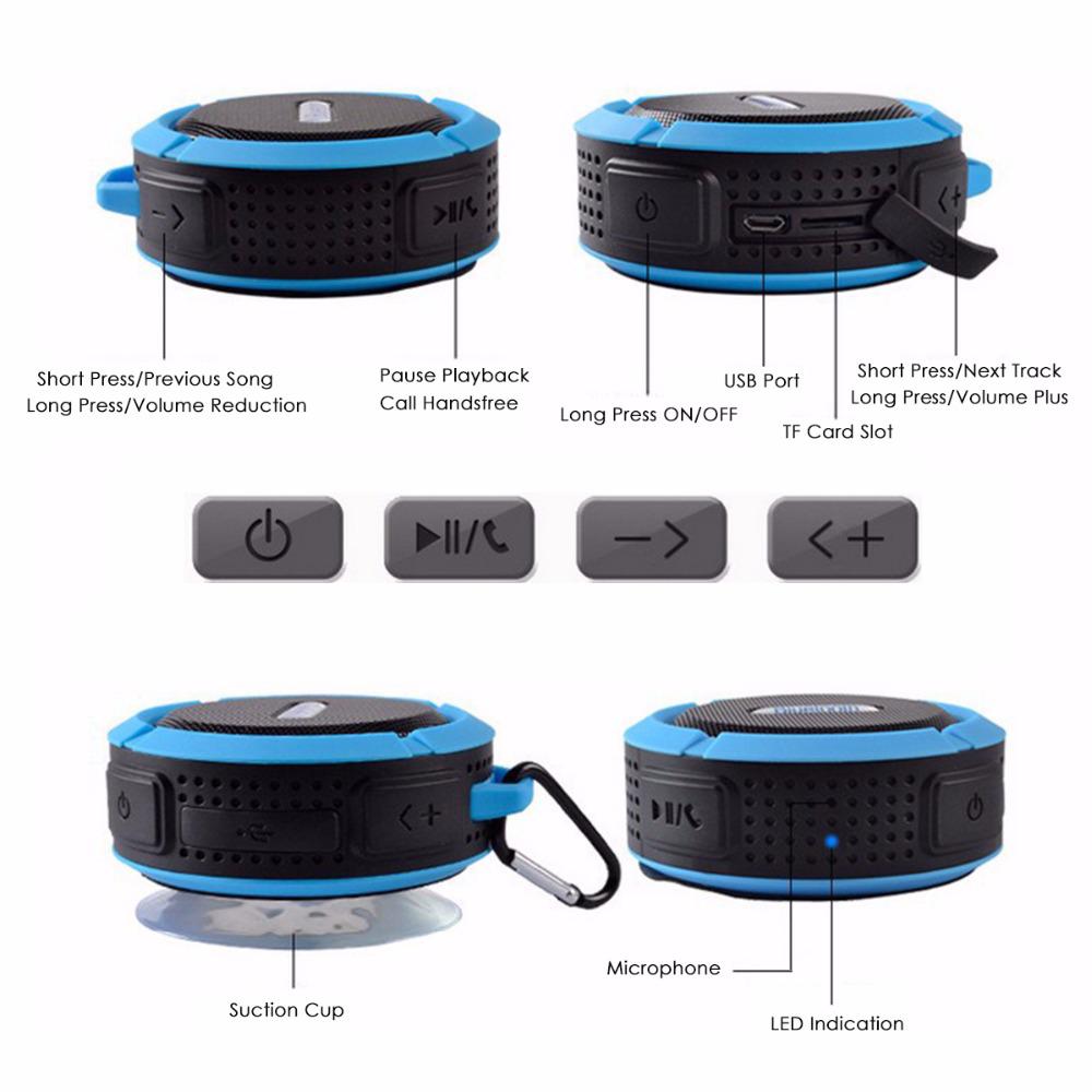 C6 Outdoor Wireless Bluetooth 4.1 Stereo Portable Speaker Built-in Mic Shock Resistance IPX4 Waterproof Louderspeaker r20