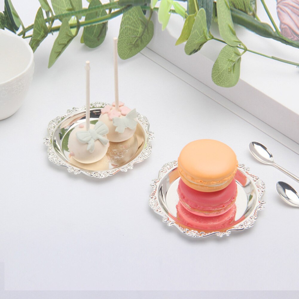 6Pcs Mini Taart Schotel Fruitschaal Dessertbord Snacks Lade Decoratieve Servies Met Rek Voor Wedding Party Thuis (golden)