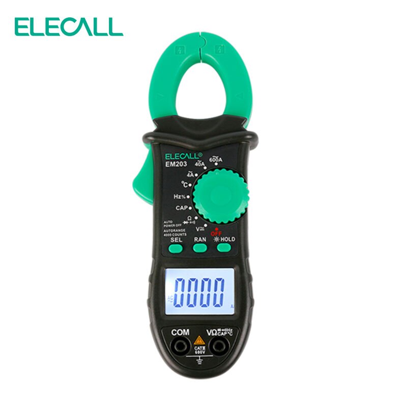 ELECALL EM203 4000 Count AC/DC Voltage Current Digital Clamp Meter With Resistance Capacitance Frequency Temperature