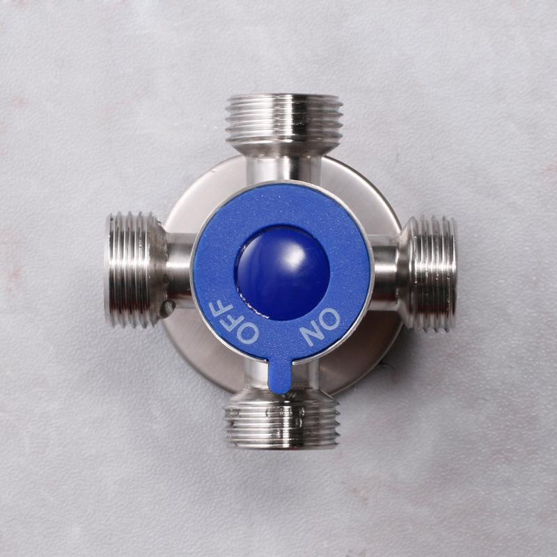 1 Pcs G1 / 2 '' 304 Stainless Steel Triangle Valve Cold And One Into Four Out Inlet Toilet Water Heater Bathroom Accessories