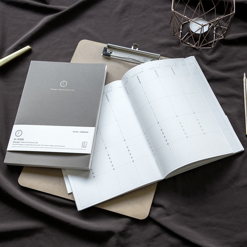 My Timeline Scheduler Notebook A5 Planner Book 80 Sheets DIY Undated Calendar+Check List+Monthly Weekly Plan Paper Cool