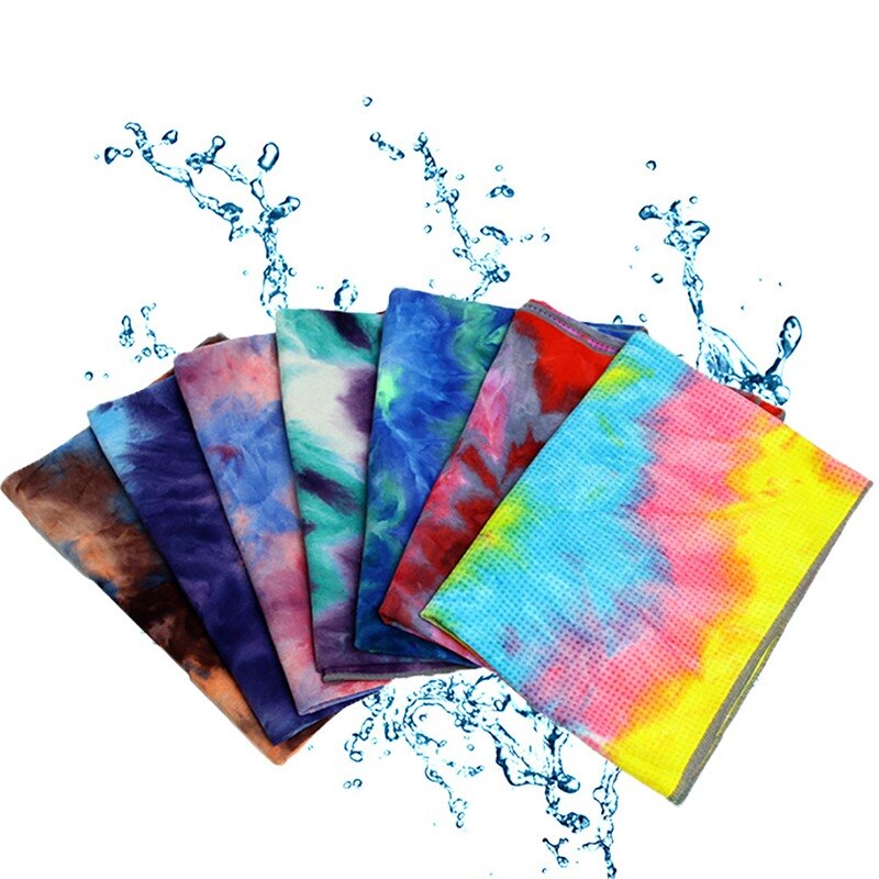 Gimnasio nadar antideslizante Toalla de La Yoga de viajes Deporte Fitness Ejercicio de Yoga Pilates Mat Tie-dye impreso Yoga Mat 183x63cm