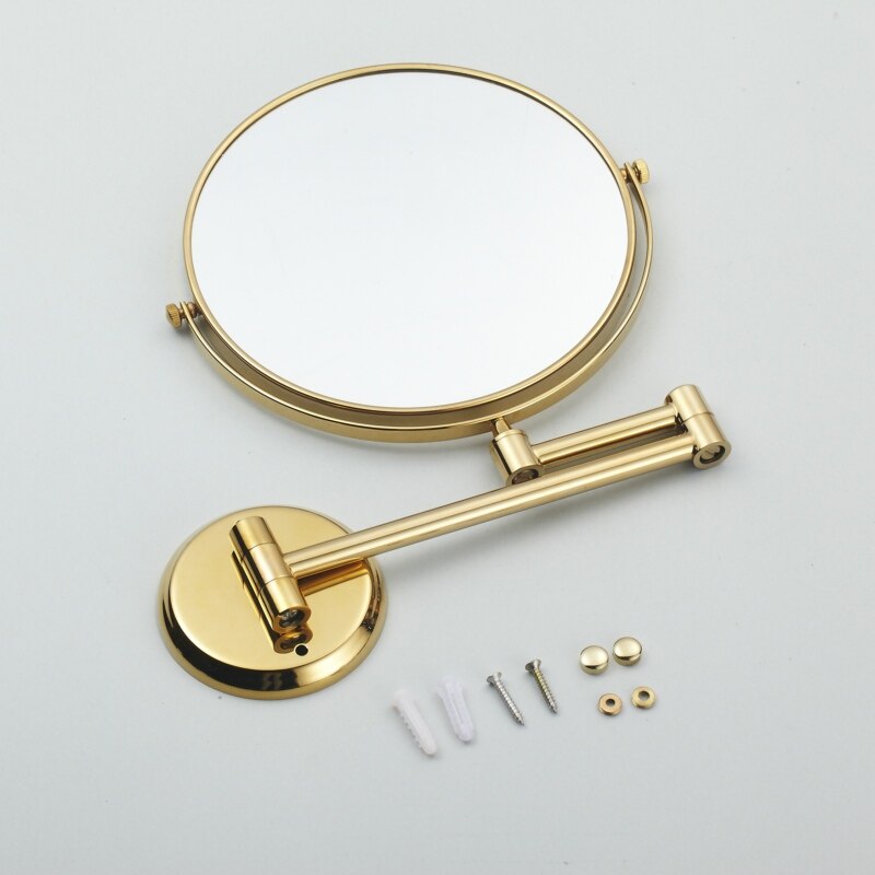 Luxury Gold Extendable 8 inch 3X Magnifying Bathroom Mirror 360 Degree Double Sided Wall Mounted Makeup Mirror