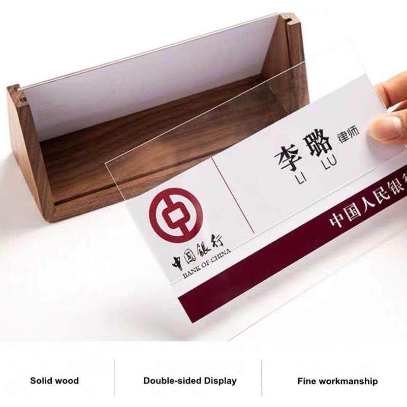 Wood Double-Sided Triangle Conference Card Seat Display Stand Table Sign Name Place Card for Student Office Meeting Room