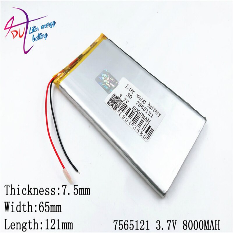 3.7v 7800mah 7565120 7565121 Lithium Polymer Li-po Oplaadbare Batterij Voor Pad Gps Dvd Power Bank Tablet pc
