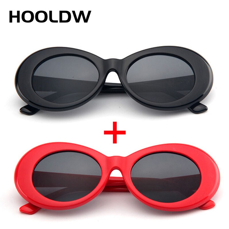 2 st/lot clout goggle kurt cobain solglasögon herr dam vintage ovala runda solglasögon dam  uv400 glasögon gafas de sol: Svart och röd
