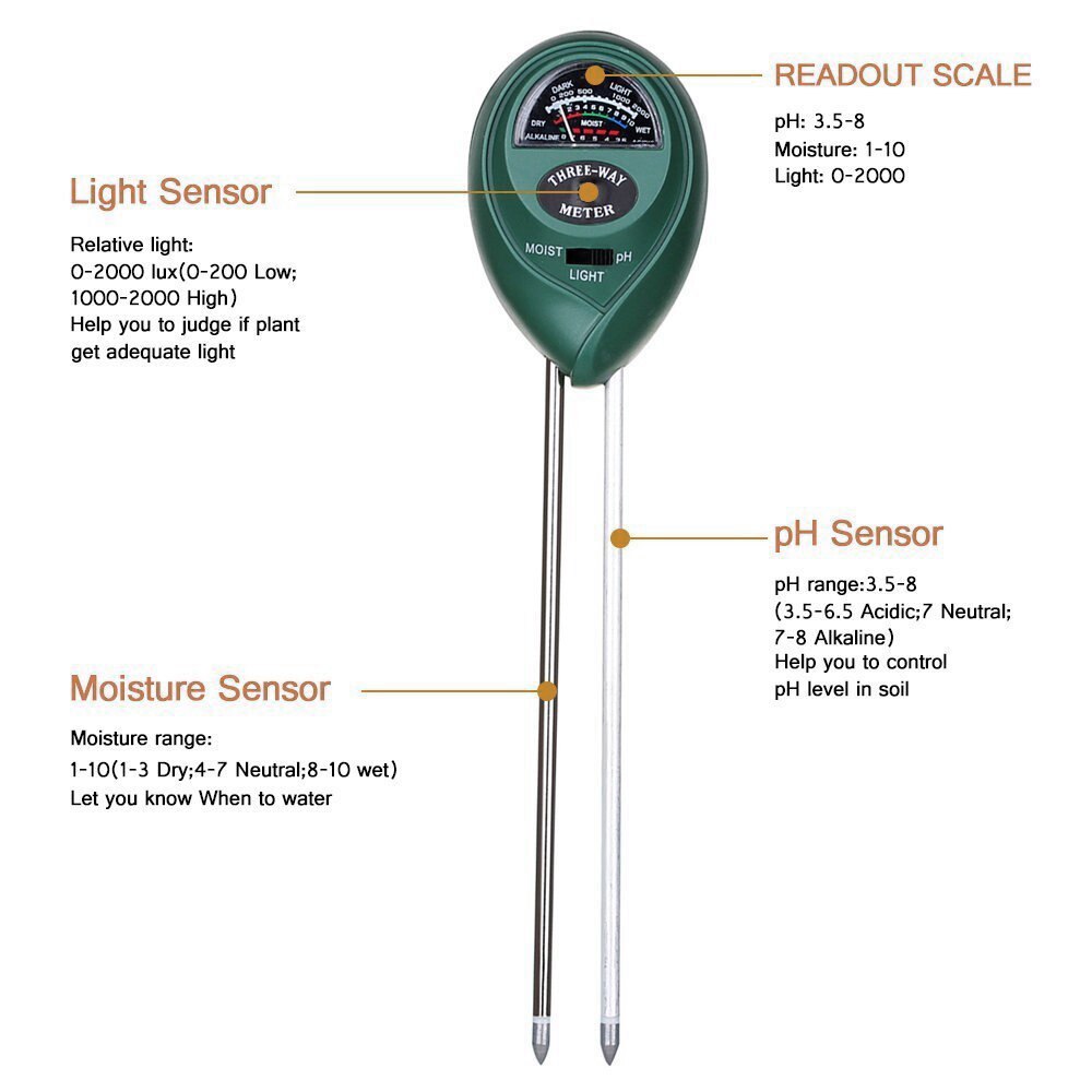 soil PH water moisture meter Acidity humidity sunlight garden plants Flowers moist tester instrument tool Soil tester