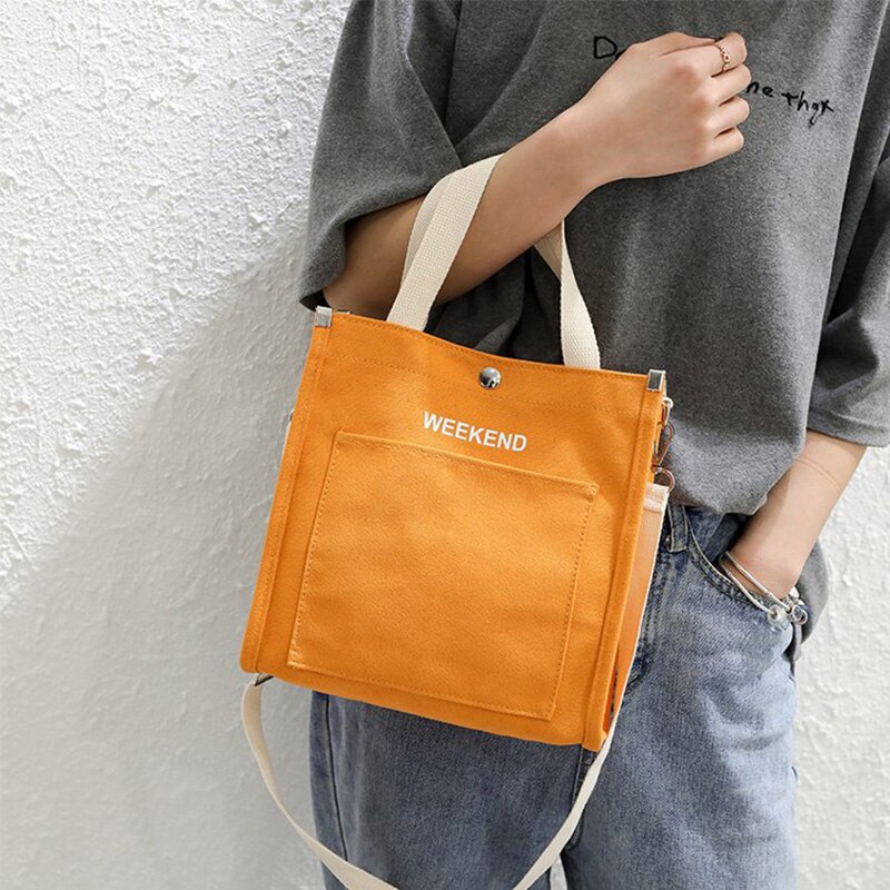 Leinwand Tote Tasche 2022 Frauen Schulter Taschen Mädchen Käufer Frühjahr Und Sommer Große Kapazität Einfarbig Buchstaben Druck Handtasche