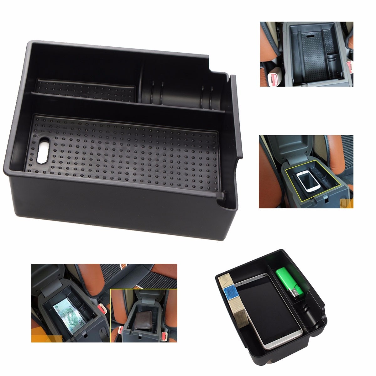 Nueva caja de almacenamiento de reposabrazos Central para coche, contenedor, funda organizadora de guantes con esterilla para HYUNDAI TUCSON IX 35